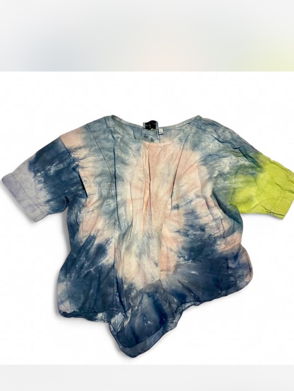 Belle France Linen and Silk Flowy Tie Dye Blouse